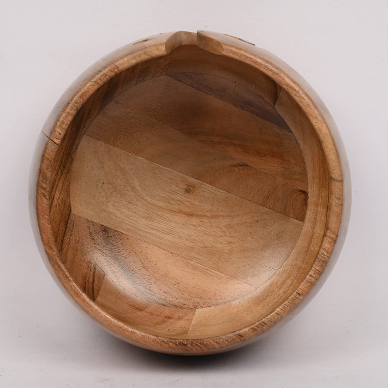 EDHAS Acacia Wood Yarn Bowl Holder | Handmade Holder with Holes | Yarn/Wool/String Storage Accessory (7"" x 7"" x 4"") - Image 3